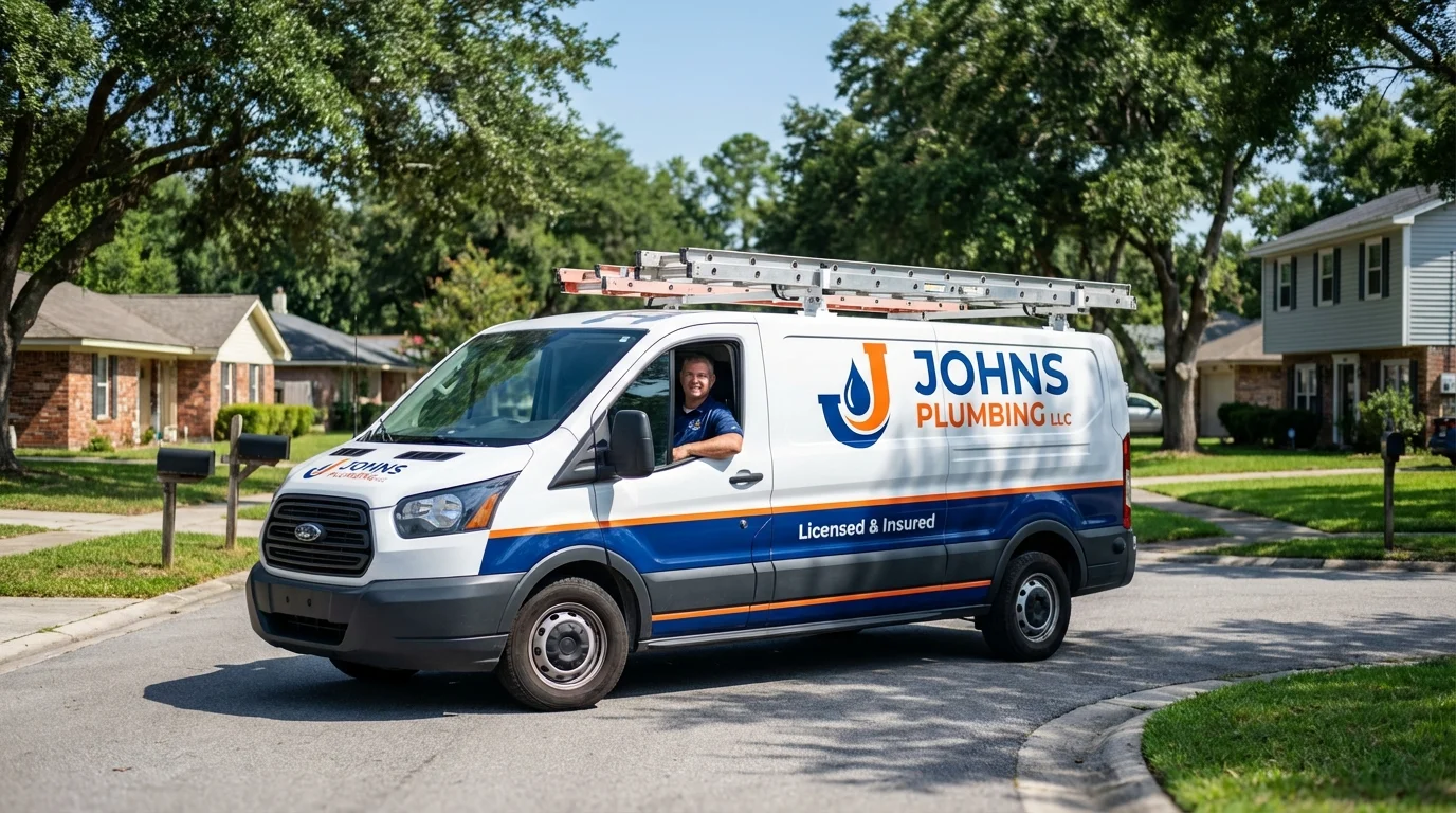 Johns Plumbing LLC service van in Portland, MI
